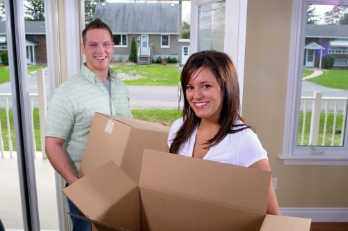 Packed boxes and furniture ready for a West London house move