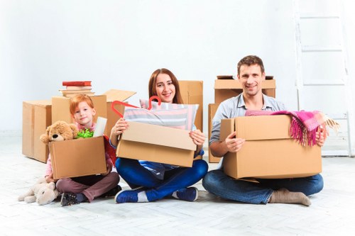 Packed boxes and removals van for a Nottinghill house move