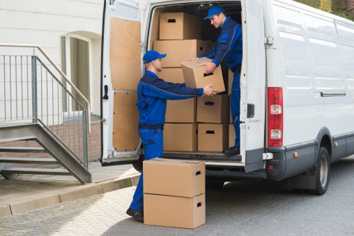 Removal van and packed boxes for a Notting Hill move