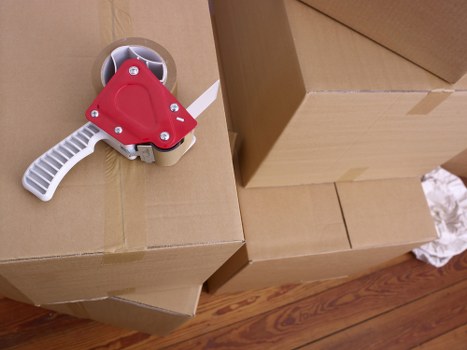 Commercial relocation items prepared for an office move in Notting Hill